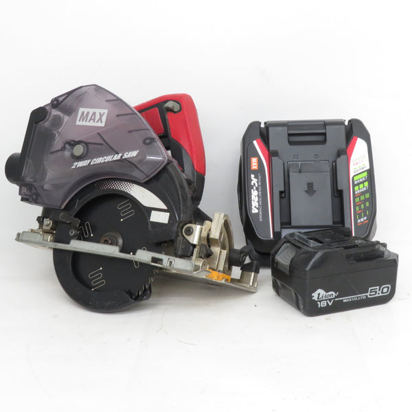 MAX マックス 18V 5.0Ah 125mm 充電式防じん兼丸のこ マルノコ 充電器・バッテリ2個付 PJ-CS53CDP 中古