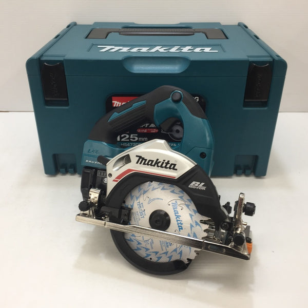 makita (マキタ) 14.4V 6.0Ah 125mm 充電式マルノコ 無線連動対応 ケース・充電器・バッテリ1個・鮫肌チップソーセット HS473DRG 未使用品