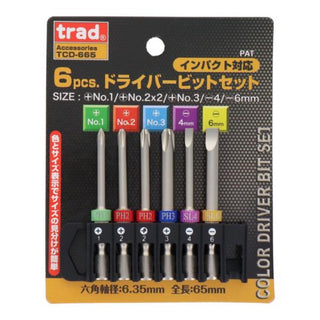三共コーポレーション trad 6pcs.ドライバービットセット 65mm TCD-665 820218 新品