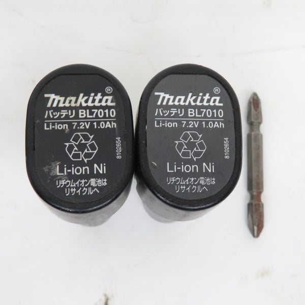 makita マキタ 7.2V 1.0Ah 充電式ペンインパクトドライバ 白 充電器・バッテリ2個付 TD020D 中古
