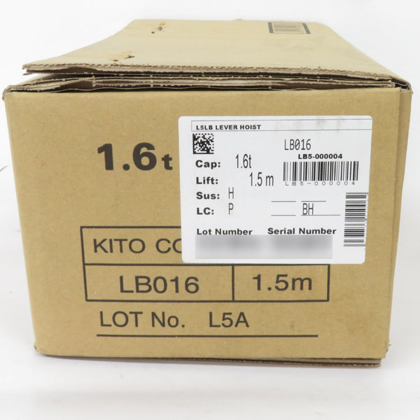 KITO キトー レバーブロックL5形 1.6t×1.5m 未開封品 LB016 未使用品