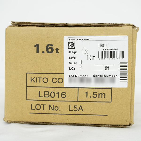 KITO キトー レバーブロックL5形 1.6t×1.5m LB016 未開封品