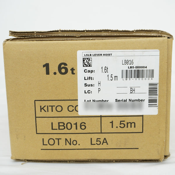 KITO キトー 大型・重量工具 レバーブロックL5形 1.6t×1.5m 未開封品 LB016 未使用品