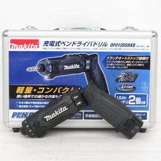 makita マキタ 7.2V 1.5Ah 充電式ペンドライバドリル 黒 ケース・充電器・バッテリ2個セット DF012DSHXB 中古美品