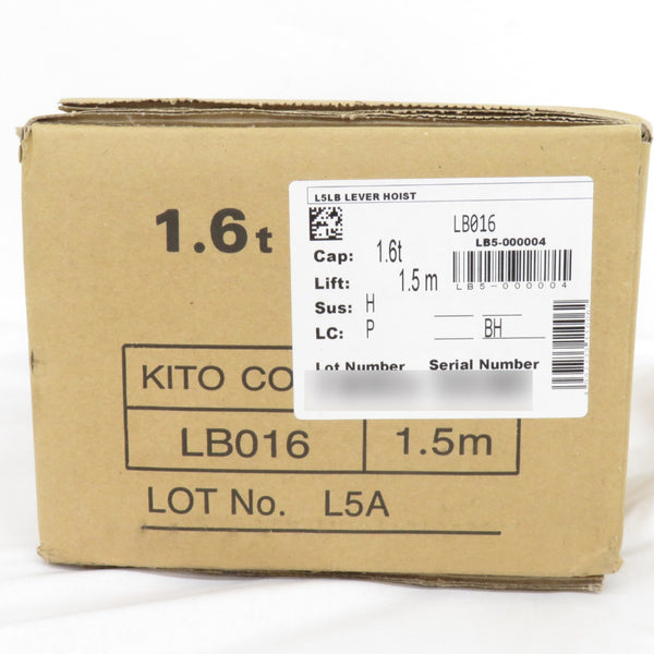 KITO キトー レバーブロックL5形 1.6t×1.5m LB016 未開封品