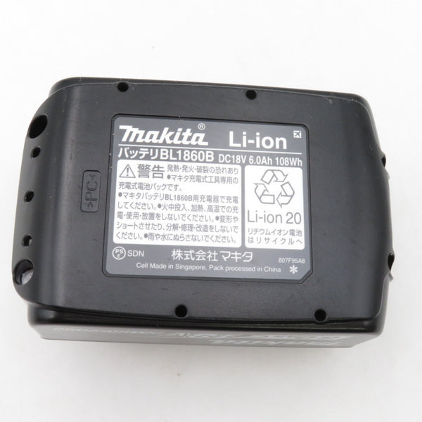 makita マキタ 18V 6.0Ah Li-ionバッテリ 残量表示付 雪マーク付 充電回数1回 BL1860B A-60464 中古美品