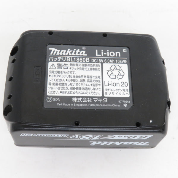 makita マキタ 18V 6.0Ah Li-ionバッテリ 残量表示付 雪マーク付 カバー付 充電回数3回 BL1860B A-60464 中古美品