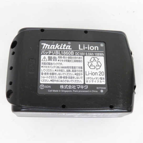 makita マキタ 18V 6.0Ah Li-ionバッテリ 残量表示付 雪マーク付 カバー付 充電回数1回 BL1860B A-60464 中古美品