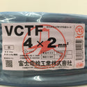 富士電線工業 VCTFケーブル ビニルキャブタイヤ丸形コード 4×2.0mm2 4心 4芯 4C 灰 条長100m 2024年7月製 未開封品