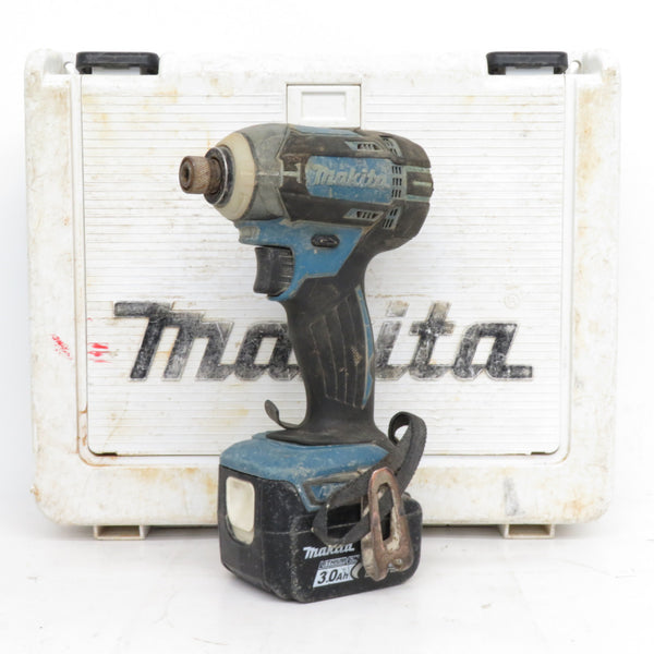 makita マキタ 14.4V 3.0Ah 充電式インパクトドライバ 青 ケース・バッテリ2個付 充電器欠品 軸ブレあり TD138D 中古