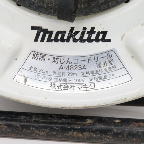 makita マキタ 100V 防雨・防じんコードリール 電線2.0mm2 30m 3口 アースなし 通電ランプ不点灯 A-48234 中古