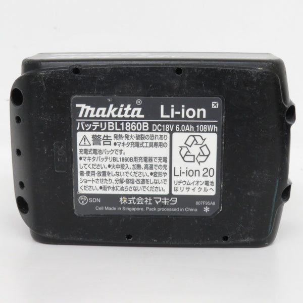 makita マキタ 18V 6.0Ah Li-ionバッテリ 残量表示付 雪マーク付 充電回数101回 BL1860B A-60464 中古