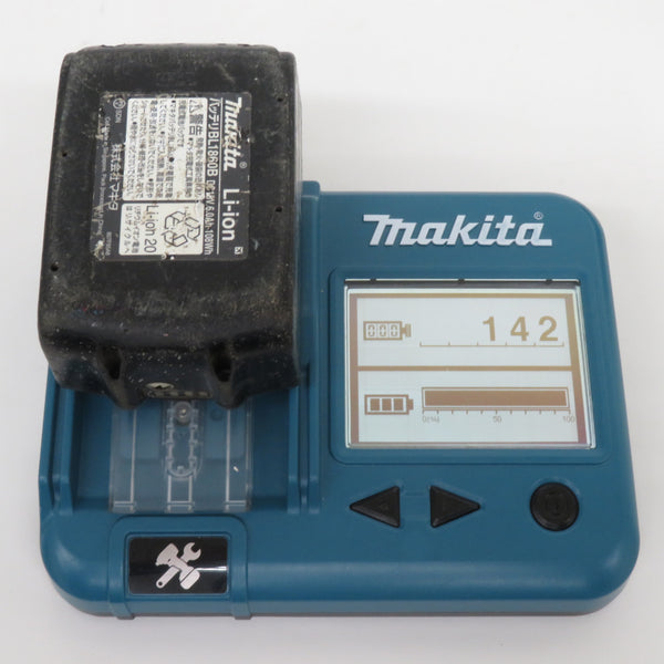 makita マキタ 18V 6.0Ah Li-ionバッテリ 残量表示付 雪マーク付 充電回数142回 残量表示ボタン破れあり BL1860B A-60464 中古