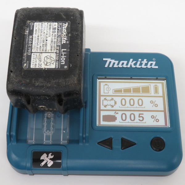 makita マキタ 18V 6.0Ah Li-ionバッテリ 残量表示付 雪マーク付 充電回数142回 残量表示ボタン破れあり BL1860B A-60464 中古