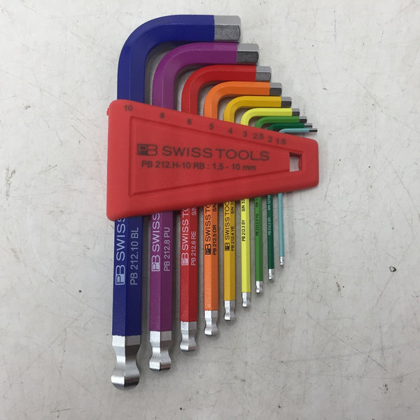 PB SWISS TOOLS ボール付レインボーレンチセット L型六角棒レンチ 9本組 ホルダー付 PB 212 H RB 美品