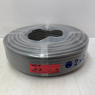 三ツ星 VCT ビニルキャブタイヤケーブル 2×2mm2 2.0sq×2C 2芯 灰 条長100m 未開封品