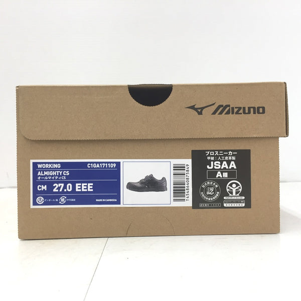 Mizuno ミズノ 安全靴 プロテクティブスニーカー オールマイティ CS ベルトタイプ ブラック 27.0cm EEE C1GA1711-09-270 未着用品