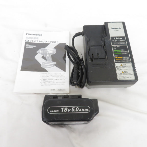Panasonic パナソニック 18V 5.0Ah 充電インパクトレンチ グレー 充電器・バッテリ1個セット EZ7552 中古