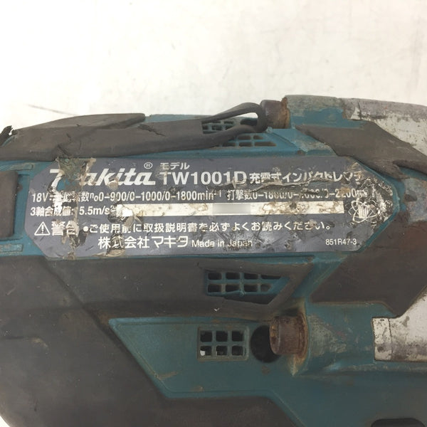 makita マキタ 18V対応 19mm 充電式インパクトレンチ 最大トルク800N・m 本体のみ ケース・変換ソケット付 TW1001D 中古