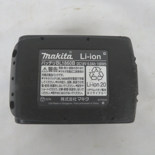 makita マキタ 18V 6.0Ah リチウムイオンバッテリ 残量表示付 雪マーク付 充電回数120回 BL1860B A-60464 中古
