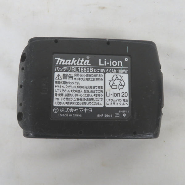 makita マキタ 18V 6.0Ah リチウムイオンバッテリ 残量表示付 雪マーク付 充電回数2回 BL1860B A-60464 中古