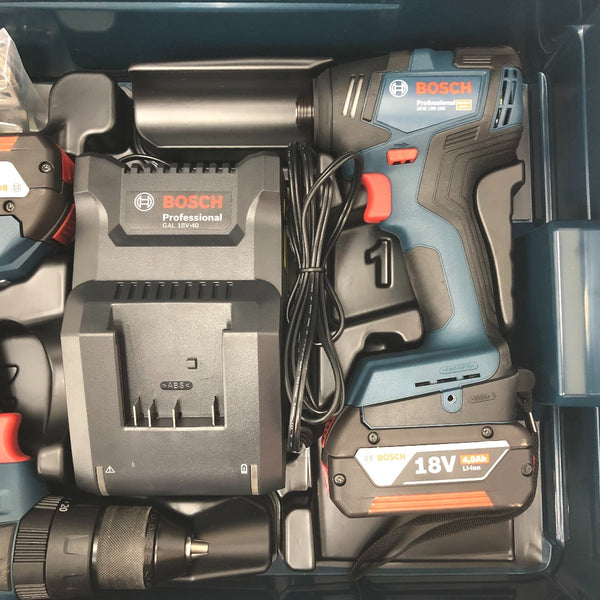 BOSCH ボッシュ 18V 4.0Ah コンボキット コードレス インパクト+振動ドライバードリル ケース・充電器・バッテリ2個セット GDR18V200GSBN 未使用品