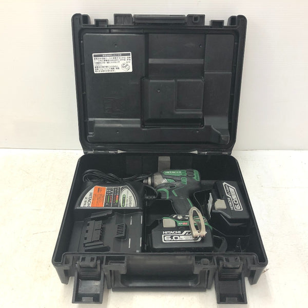日立工機 HiKOKI ハイコーキ 18V 6.0Ah コードレスインパクトドライバ アグレッシブグリーン ケース・充電器・バッテリ2個セット WH18DDL2(2LYPK)(L) 中古