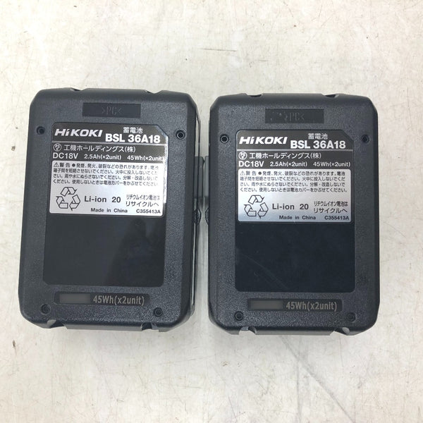 HiKOKI ハイコーキ マルチボルト36V 2.5Ah コードレスインパクトドライバ フォレストグリーン ケース・充電器・バッテリ2個セット WH36DC(2XPG) 中古美品