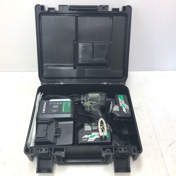 HiKOKI ハイコーキ マルチボルト36V 2.5Ah コードレスインパクトドライバ フォレストグリーン ケース・充電器・バッテリ2個セット WH36DC(2XPG) 中古美品