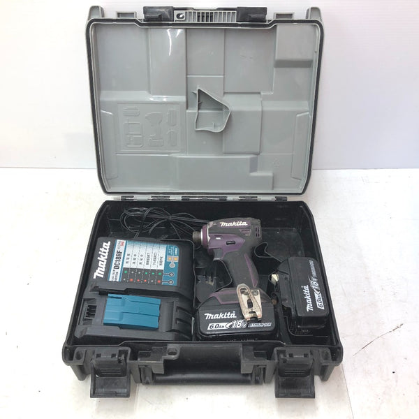 makita マキタ 18V 6.0Ah 充電式インパクトドライバ オーセンティックパープル ケース・充電器・バッテリ2個セット TD172DGXAP 中古