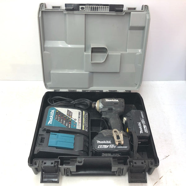 makita マキタ 18V 6.0Ah 充電式インパクトドライバ 黒 ケース・充電器・バッテリ2個セット やや軸ブレあり TD171DRGXB 中古