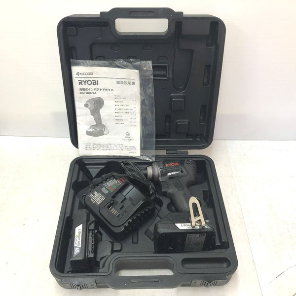 KYOCERA 京セラ RYOBI 18V 1.5Ah 充電式インパクトドライバー ケース・充電器・バッテリ2個セット BID-1807L1 中古