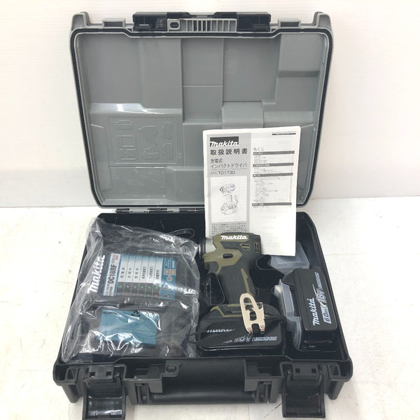 makita マキタ 18V 6.0Ah 充電式インパクトドライバ オリーブ ケース・充電器・バッテリ2個セット TD173DRGXO 中古美品