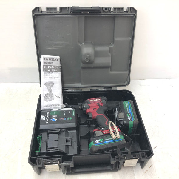 HiKOKI ハイコーキ マルチボルト36V コードレスインパクトドライバ スコーピオンレッド ケース・充電器・バッテリ2個セット WH36DD(2XHRSZ) 中古