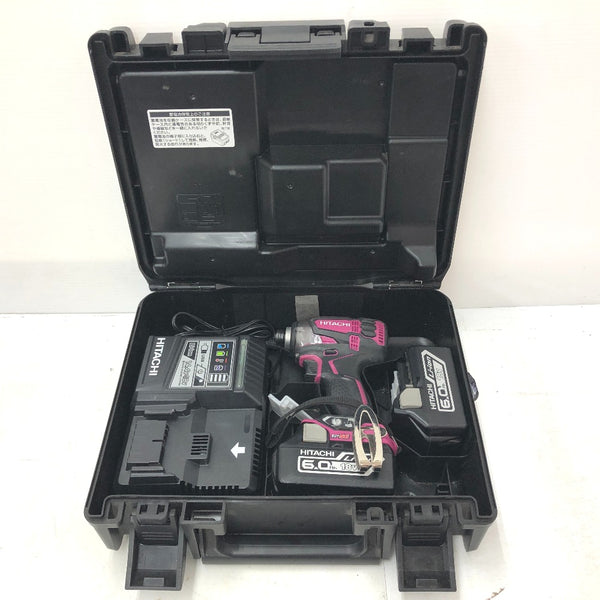 日立工機 HiKOKI ハイコーキ 18V 6.0Ah コードレスインパクトドライバ パワフルレッド ケース・充電器・バッテリ2個セット バッテリ1個消耗あり WH18DDL2(2LYPK)(R) 中古