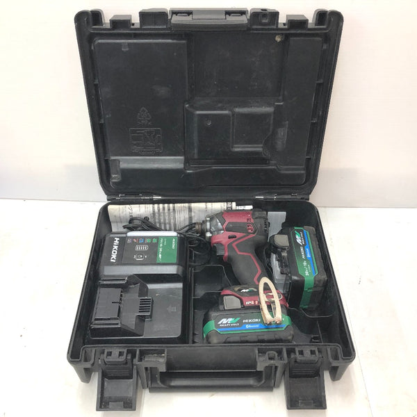 HiKOKI ハイコーキ マルチボルト36V コードレスインパクトドライバ フレアレッド ケース・充電器・新型Bluetoothバッテリ2個セット WH36DC(2XPRSZ) 中古