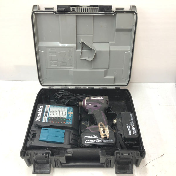 makita マキタ 18V 6.0Ah 充電式インパクトドライバ オーセンティックパープル ケース・充電器・バッテリ2個セット TD172DGXAP 中古