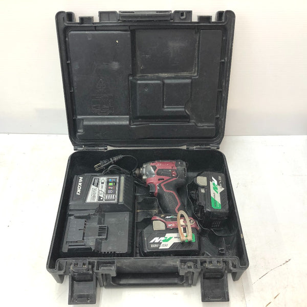 HiKOKI ハイコーキ マルチボルト36V コードレスインパクトドライバ フレアレッド ケース・充電器・バッテリ2個セット やや軸ブレあり ケースの留め具一部ゆるめ WH36DC(2XPR) 中古