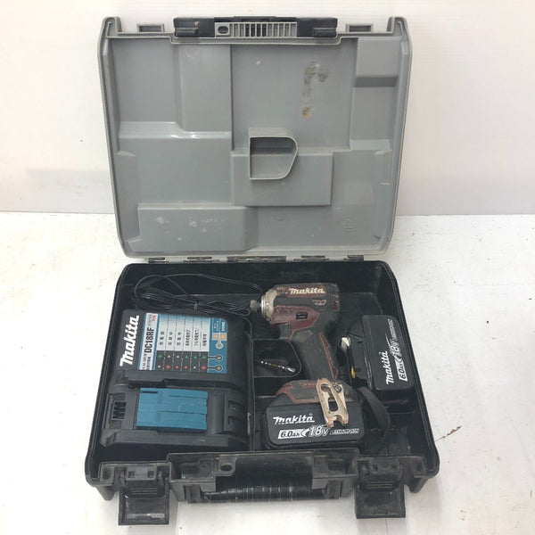 makita マキタ 18V 6.0Ah 充電式インパクトドライバ オーセンティックレッド ケース・充電器・バッテリ2個セット TD171DGXAR 中古