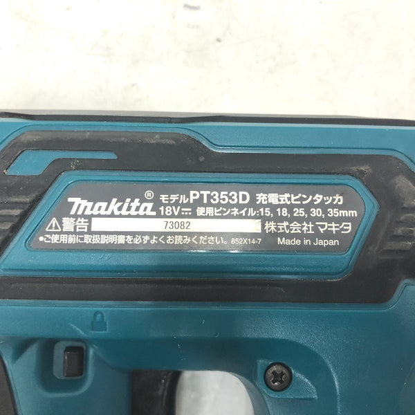 makita マキタ 18V対応 35mm 充電式ピンタッカ ピン釘打機 本体のみ ケース付 PT353DZK 中古
