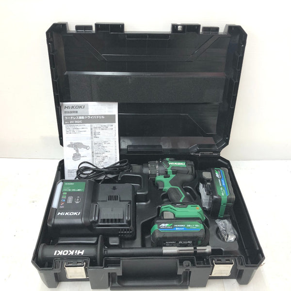 HiKOKI ハイコーキ マルチボルト36V コードレス振動ドライバドリル ケース・充電器・新型Bluetoothバッテリ2個セット DV36DC(2XPSZ) 中古