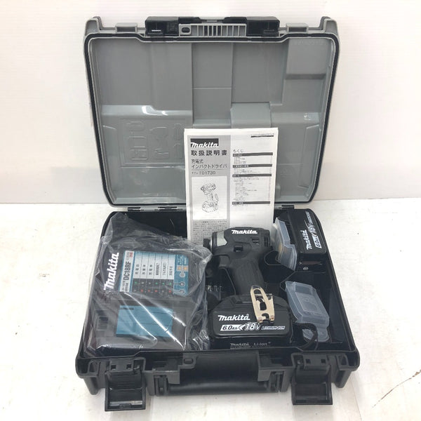 makita マキタ 18V 6.0Ah 充電式インパクトドライバ 黒 ケース・充電器・バッテリ2個セット TD173DRGXB 中古美品