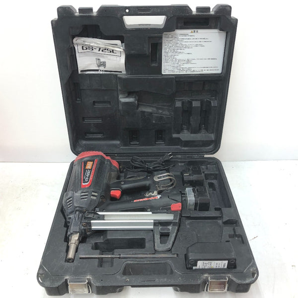 MAX マックス 25mm ガスネイラ ピン打機 ケース・充電器・バッテリ2個セット GS-725C 中古