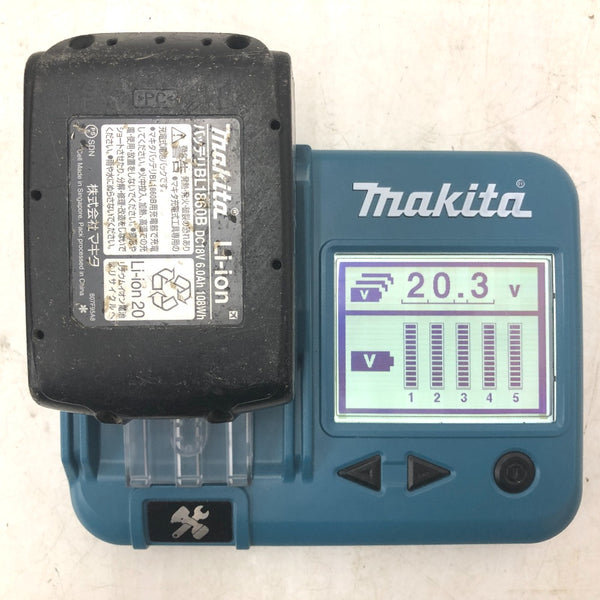 makita マキタ 18V 6.0Ah Li-ionバッテリ 残量表示付 雪マーク付 充電回数19回 BL1860B A-60464 中古