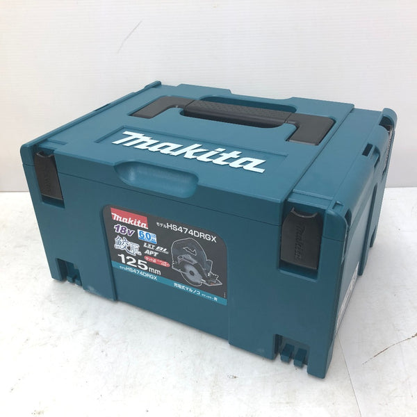 makita マキタ 18V 6.0Ah 125mm 充電式マルノコ 無線連動非対応 青 ケース・充電器・バッテリ2個・鮫肌チップソーセット HS474DRGX 未使用品