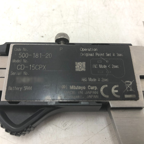 MITSUTOYO ミツトヨ デジタルノギス ABSデジマチックキャリパ 測定範囲0～150mm 最小表示量0.01mm CD-15CPX 500-181-20 中古