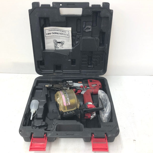 MAX マックス 50mm 釘打機 高圧コイルネイラ エアロスター クールグレー ケース付 HN-50N2(D) 中古