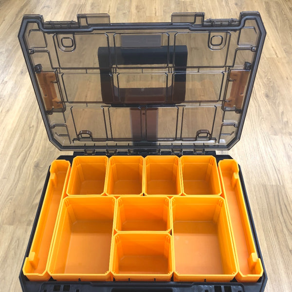 DeWALT デウォルト DEWALTxMcLaren TSTAKタワー ツールボックス キャリータイヤ付き 中段左側に穴あり DWST60452-1 中古美品