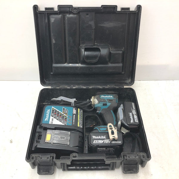makita マキタ 18V 4.0Ah 充電式インパクトドライバ 青 ケース・充電器・バッテリ2個セット TD148D 中古