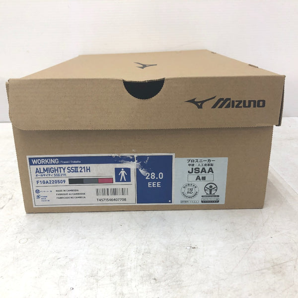 Mizuno ミズノ 安全靴 プロテクティブスニーカー オールマイティ SSII21H ベルトタイプ ブラック×ダークシルバー×レッド 28.0cm EEE F1GA220509-280 未着用品